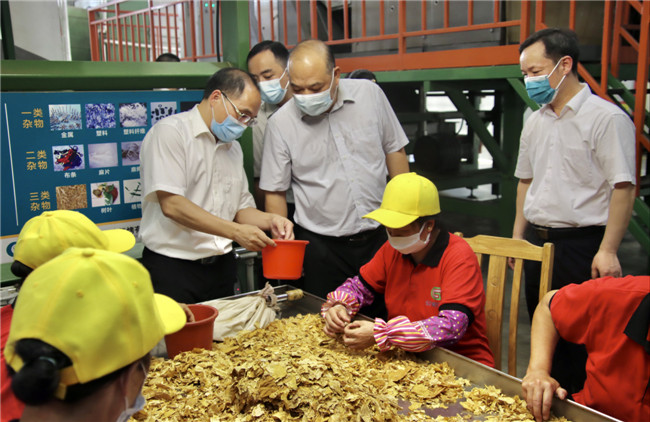 调研组实地察看烟叶复烤厂生产一线车间.jpg